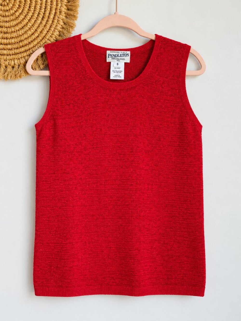 Pendleton Vintage Red Marled Cotton Knit Sleeveless Sweater Vest Tank SZ Small